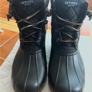 Sperry Black Quilted Waterproof Boots
